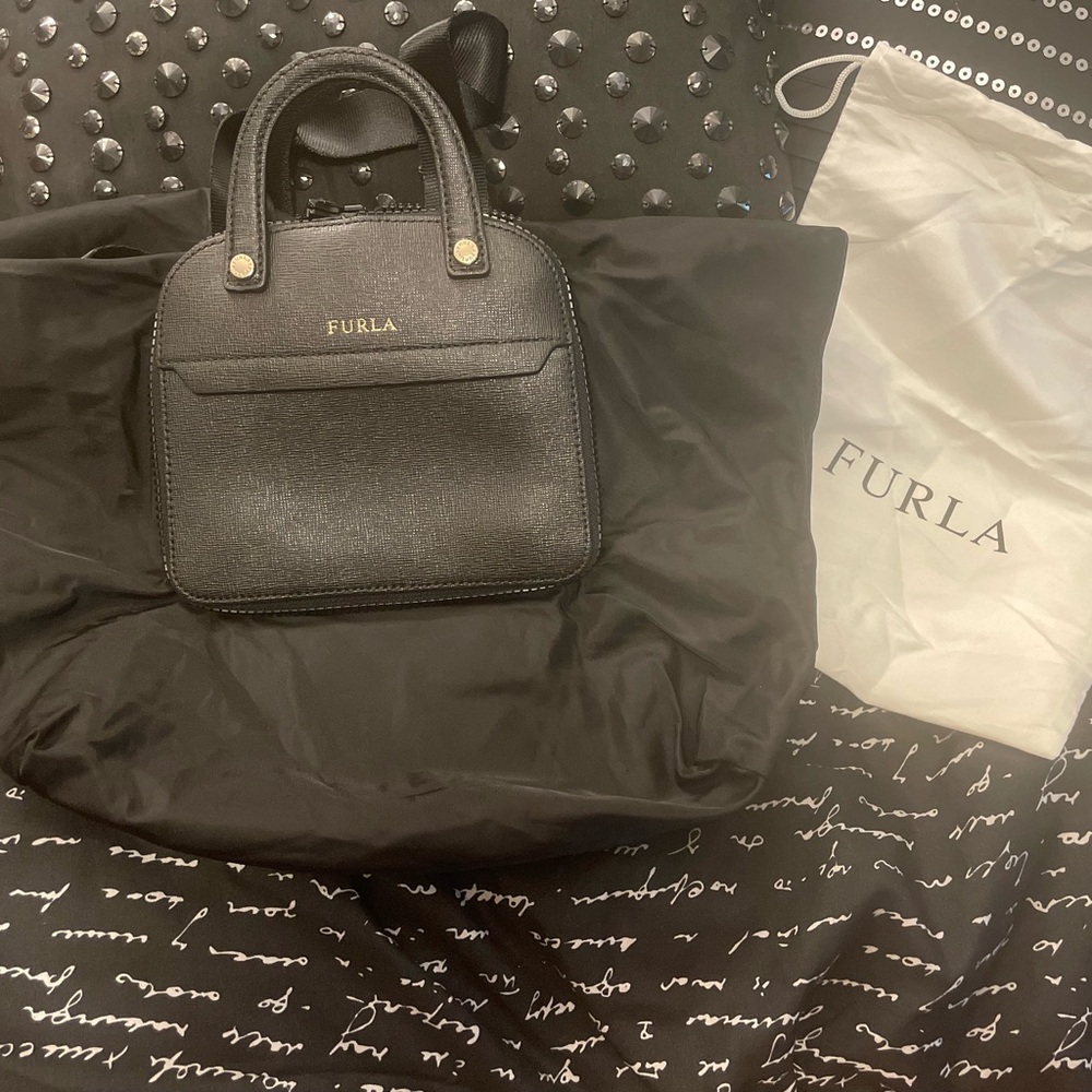 FURLA Black Foladable Shopper Tote - Rare - Picture 16 of 16